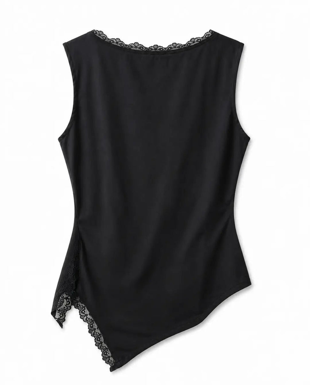 Asymmetric Lace Top - Black - CORLIÉN & KAEL