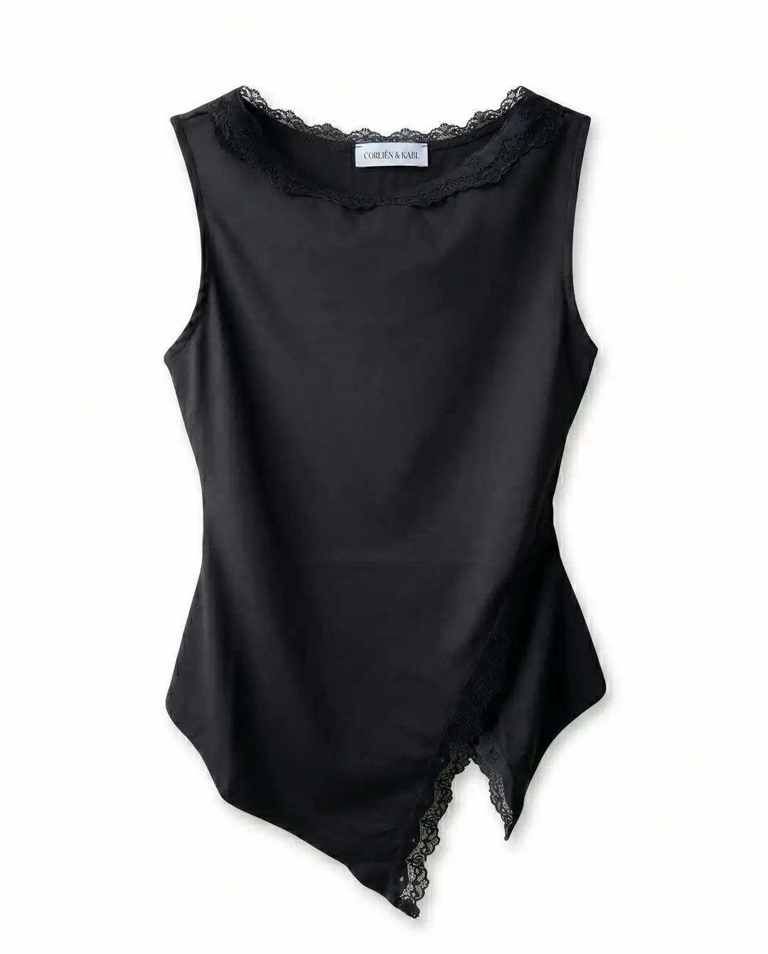 Asymmetric Lace Top - Black - CORLIÉN & KAEL