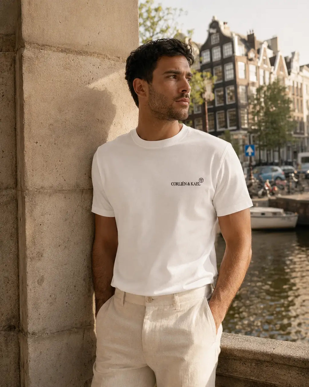 Essential Logo Tee White Men front — CORLIÉN & KAEL