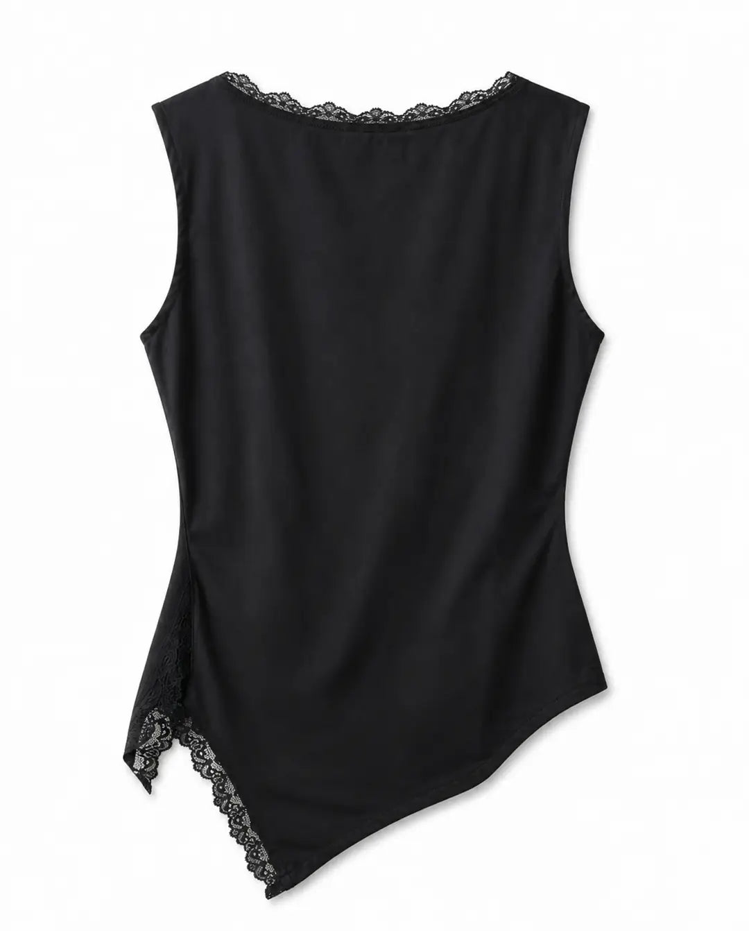 Asymmetric Lace Top - Black