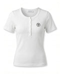 Ribbed Henley Top - White