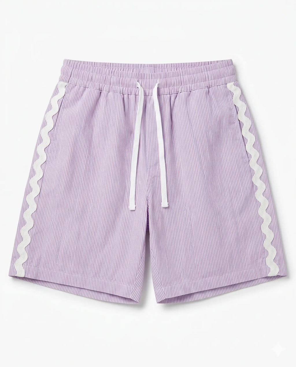 Striped Poplin Shorts - Lilac