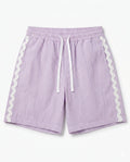 Striped Poplin Shorts - Lilac