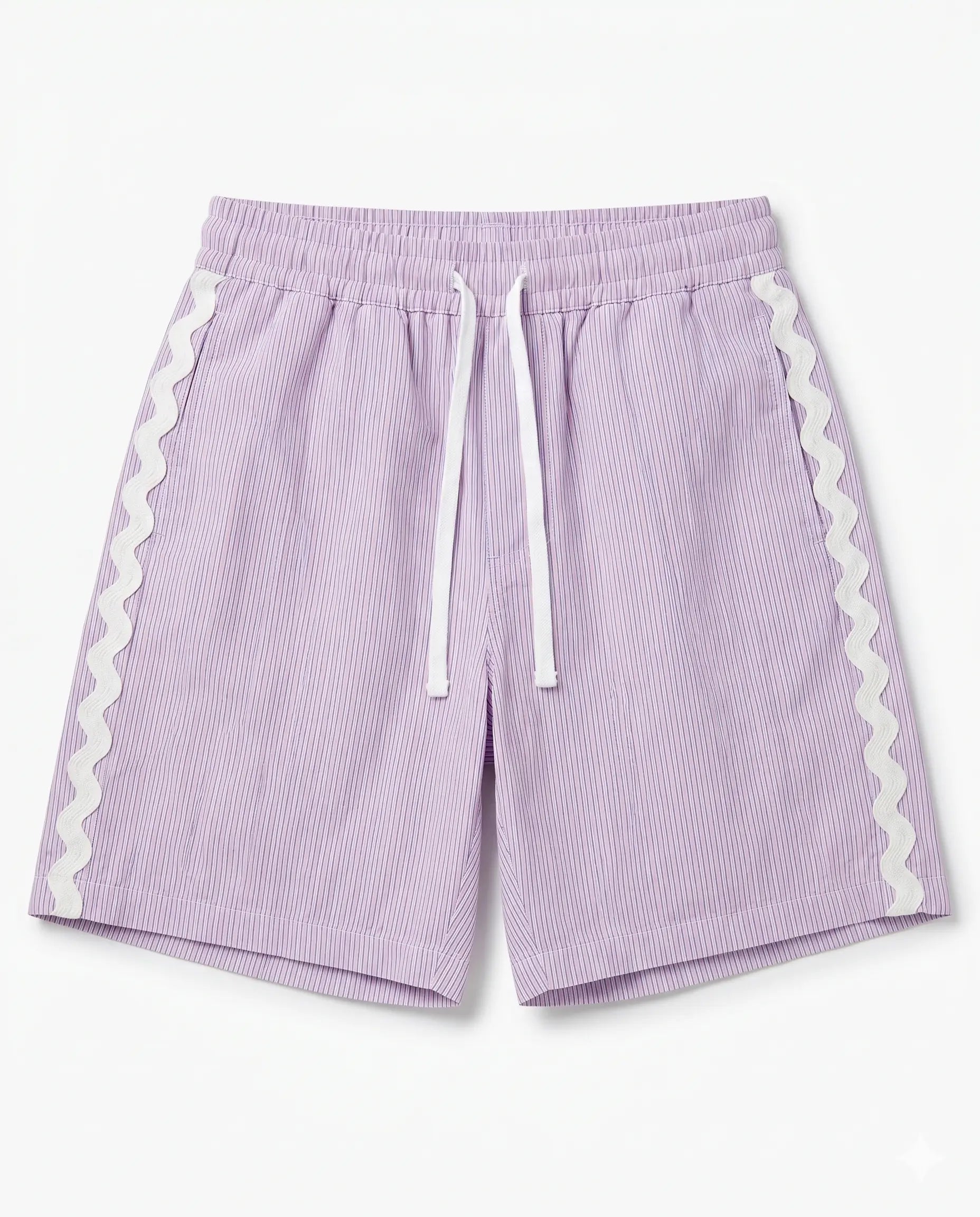 Striped Poplin Shorts - Lilac