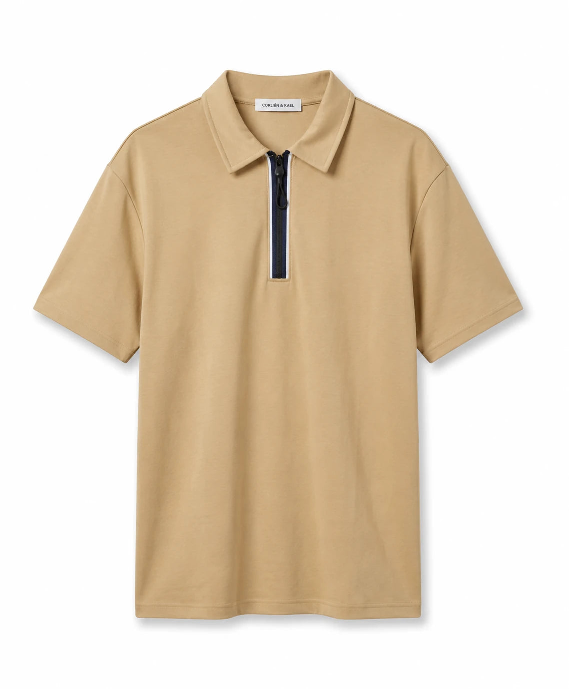 Zip Polo Shirt - Beige