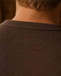 Long Sleeve Waffle Henley - Mocha