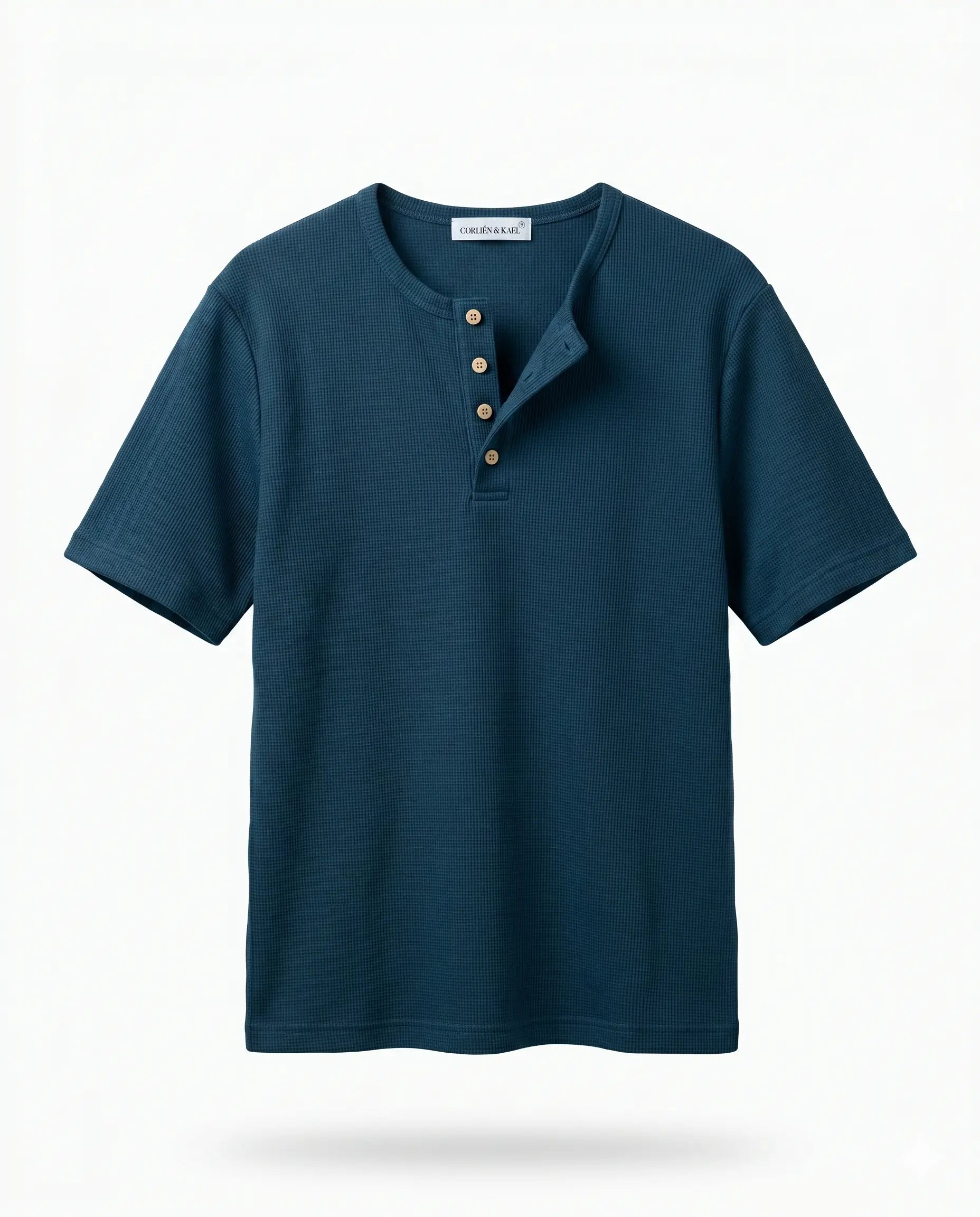 Waffle Henley - Petrol