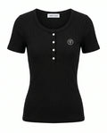 Ribbed Henley Top - Black - CORLIÉN & KAEL
