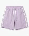 Striped Poplin Shorts - Lilac - CORLIÉN & KAEL