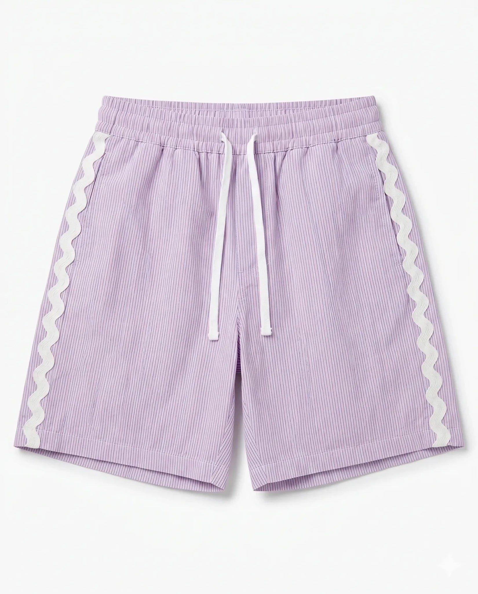 Striped Poplin Shorts - Lilac - CORLIÉN & KAEL